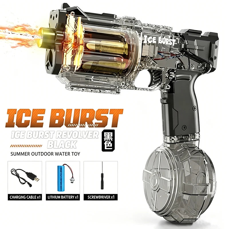 Simulated Firing and Recoil Electric Water Gun Toys Children Automatic Sensor Lights Water Pistol Summer Outdoor Beach Kids Toy