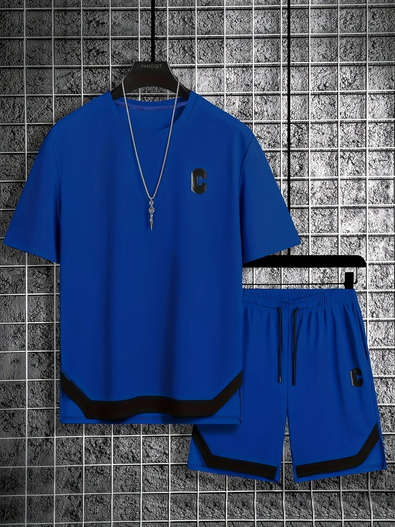 New European & American Style Men's Summer Loose-Fit Set Men's Crew Neck Short-Sleeve Top & Athletic Casual Shorts Two-Piece Set